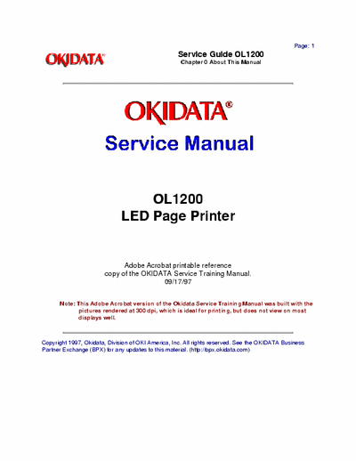 Oki OL1200 OL1200
LED Page Printer Service Manual